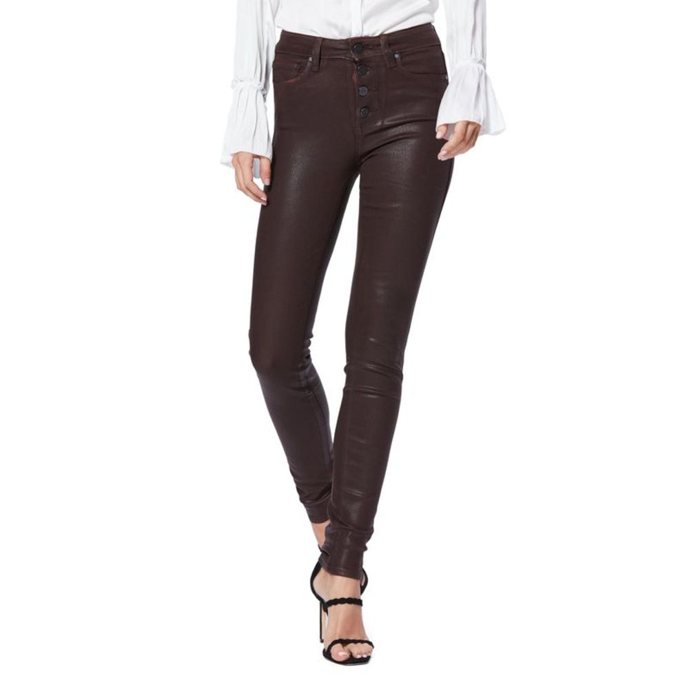 PAIGE DENIM Womens Brown Faux Leather Skinny Pants Size: 32 Waist